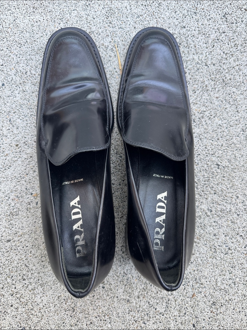 Prada Black Leather Slip-On Loafers